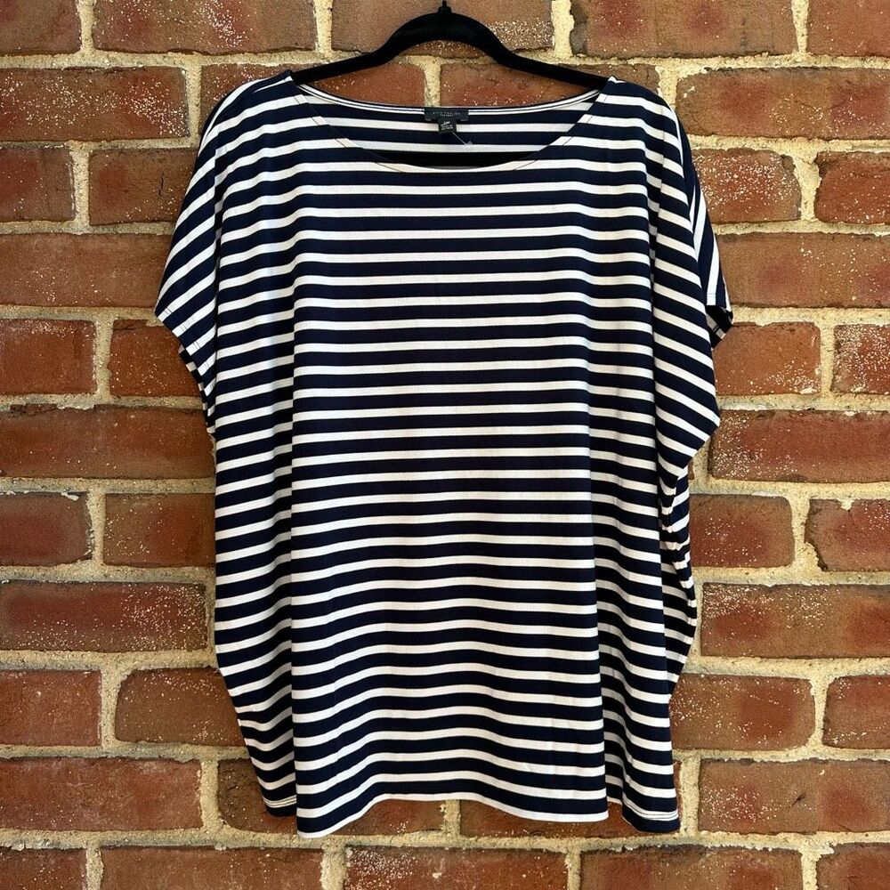 Ann Taylor Factory Navy White Striped Dolman Top XXL NEW